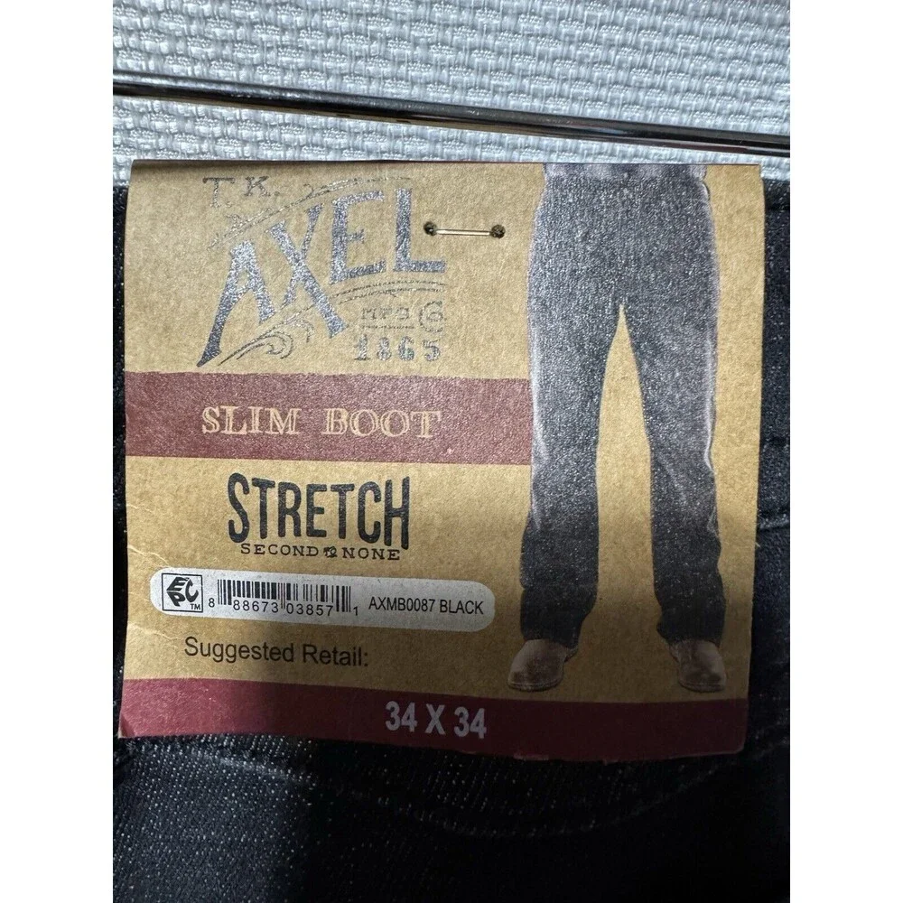 T.K. Axel Men’s Slim Boot Jeans 34x34 Black NWT
